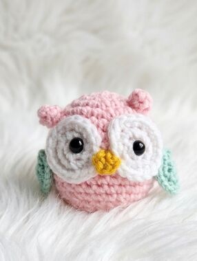 Handmade Pink Crochet Owl Plush